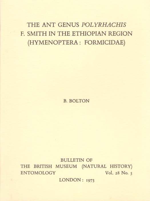 Bolton, B. - The Ant Genus Polyrhachis F. Smith in the Ethiopian Region (Hymenoptera: Formicidae)