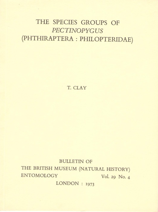 Clay, T. - The Species groups of Pectinopygus (Phthiraptera: Philipteridae)