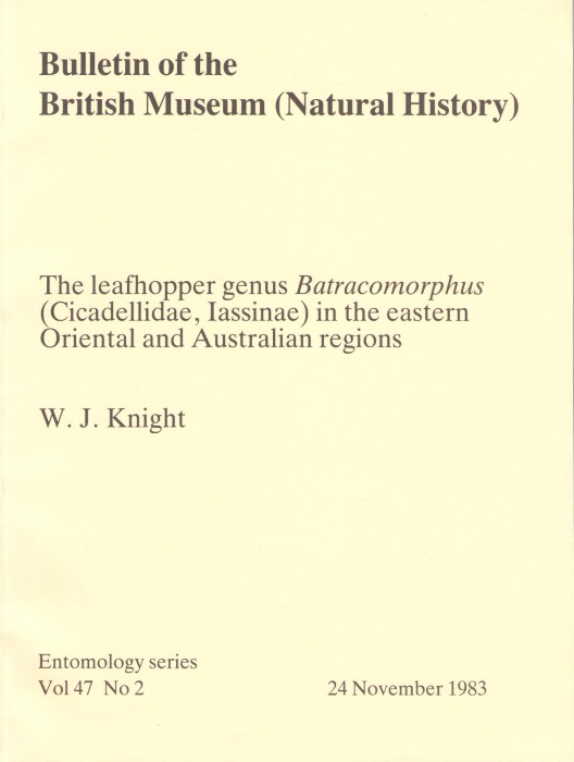 Knight, W.J. - The Leafhopper genus Batracomorphus (Cicadellidae, Iassinae) in the Eastern Oriental and Australian regions
