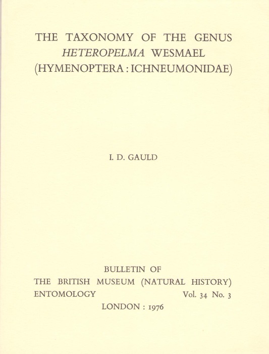 Gauld, I.D. - The Taxonomy of the genus Heteropelma wesmael (Hymenoptera: Ichneumonidae)