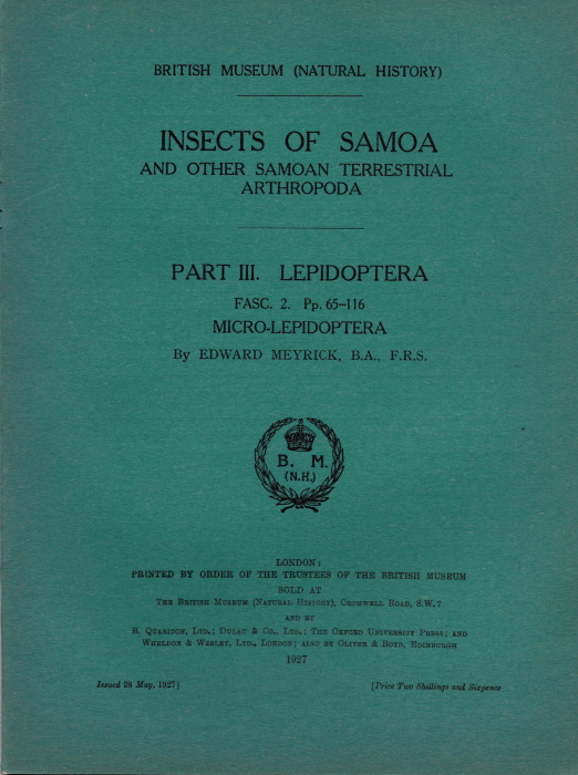 Meyrick, E. - Insects of Samoa Pt III. Lepidoptera: Fasc. 2. Micro-Lepidoptera