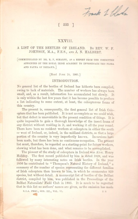 Johnson, W.F.; Halbert, J.N. - A List of the Beetles of Ireland