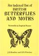 An Indexed List of British Butterflies and Moths Scientific & English names