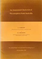 An Annotated Check-List of Thysanoptera from Australia Occasional Papers on Systematic Entomology Number 4