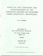 Notes on the Taxonomy and Zoogeography of the Tasmanian Grapsid and Ocypodid Crabs (Crustacea, Brachyura)