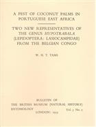 A Pest of Coconut Palms in Portuguese East Africa / Two New Reprentatives of the Genus Hypotrabala (Lepidoptera: Lasiocampidae) from the Belgian Congo