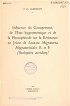 Influence du groupement, de l'état hygrométrique et de la photopériode sur la résistance au jeûne de Locusta migratoria migratoriodes R. et F. (Orthoptère Acridien)