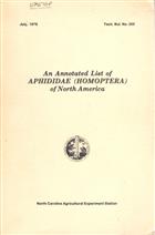 Annotated List of Aphididae (Homoptera) of North America