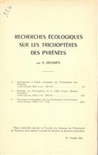 Recherches écologiques sur les Trichoptères des Pyrénées