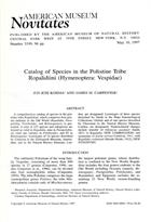 Catalog of Species in the Polistine Tribe Ropalidiini (Hymenoptera: Vespidae)