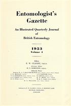 Entomologist's Gazette. Vol. 4 (1953), Title page and Index