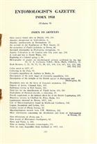 Entomologist's Gazette. Vol. 9 (1958), Index