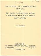 New Species and Subspecies of Odonata and On some Trichoptera From S. Rhodesia and Portuguese East Africa