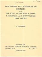 New Species and Subspecies of Odonata and On some Trichoptera From S. Rhodesia and Portuguese East Africa