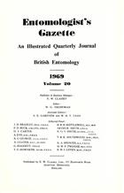 Entomologist's Gazette. Vol. 20 (1969), Title page and Index