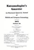 Entomologist's Gazette. Vol. 22 (1971), Title page and Index