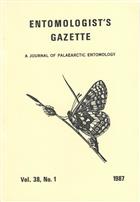 Entomologist's Gazette. Vol. 38 (1987): Complete w/o Index