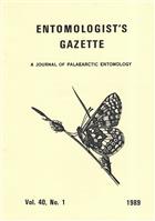 Entomologist's Gazette. Vol. 40, Part 1 (1989)