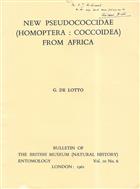 New Pseudococcidae (Homoptera: Coccoidea) from Africa