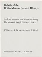 An Irish Naturalist in Cuvier's Laboratory. The Letters of Joseph Pentland 1820-1832