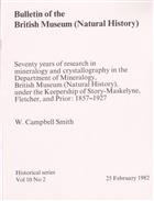 Seventy Years of Research in Mineralogy and Crystallography in the Department of Mineralogy British Museum (Natural History), under the Keepership of Story-Maskelyne, Fletcher, and Prior: 1857-1927