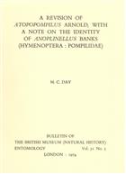 A Revision of Atopopompilus Arnold, with a note on the Identity of Anoplinellus Banks (Hymenoptera: Pompilidae)