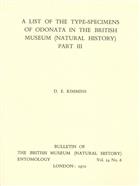 A List of the Type-specimens of Odonata in the British Museum (Natural History) Part III