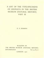 A List of the Type-specimens of Odonata in the British Museum (Natural History) Part III