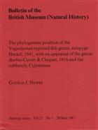 The phylogenetic position of the Yugoslavian cyprinid fish genus Autopyge Heckel,  1841, with an appraisal of the genus Barbus Cuvier  & Cloquet, 1816 and the subfamily Cyprininae